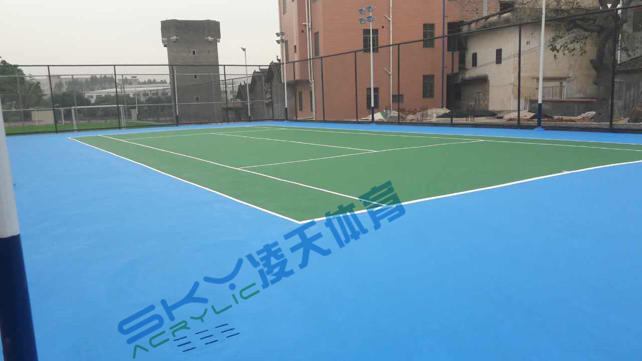 丙烯酸球场案例：广州市增城石迳村丙烯酸网球
