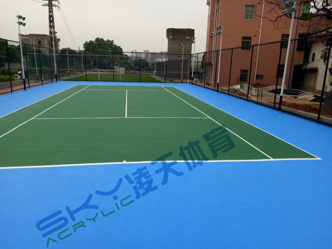 丙烯酸球场案例：广州市增城石迳村丙烯酸网球
